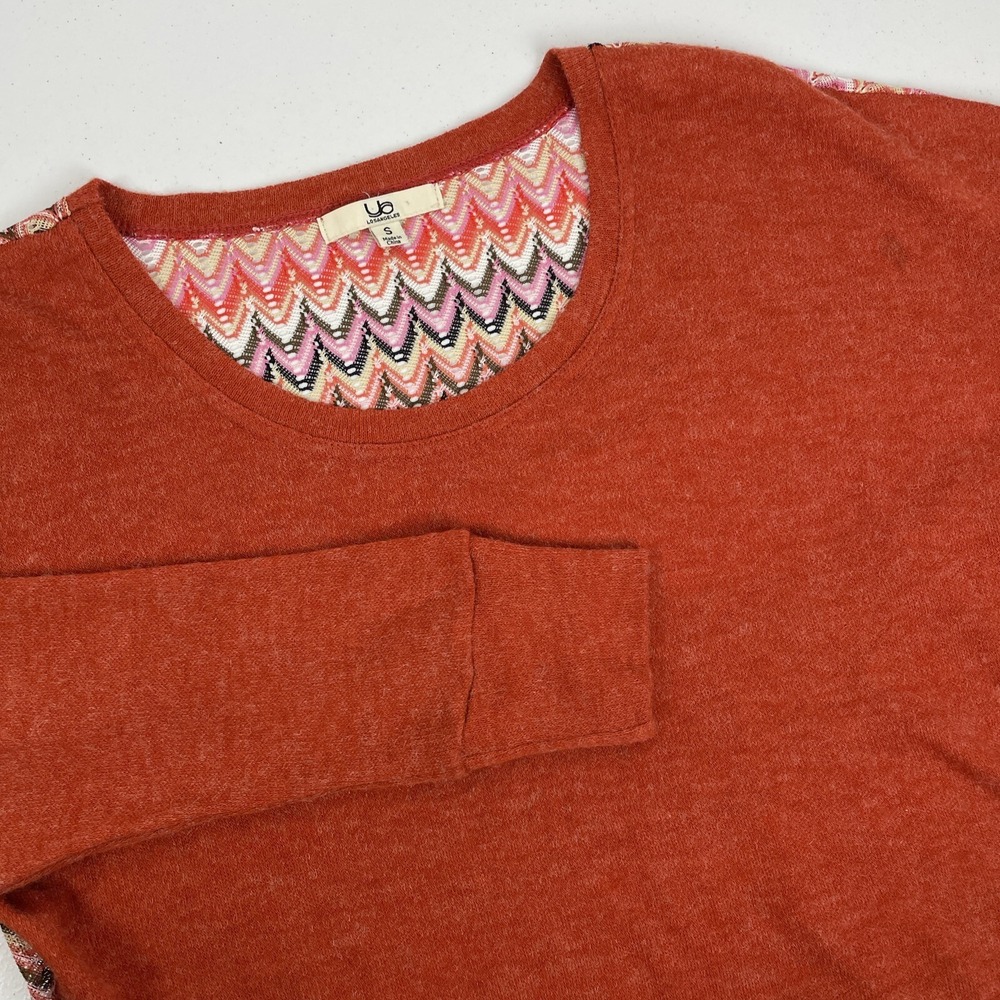Ya Los Angeles Blouse Women's Size Small Orange Open Knit‎ Back Rayon Comfort